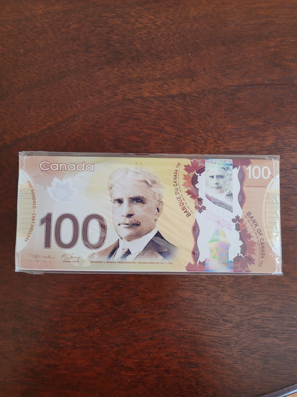 Brand New Canada 100 Sir Robert Laird Borden Money Bifold Canvas Wallet